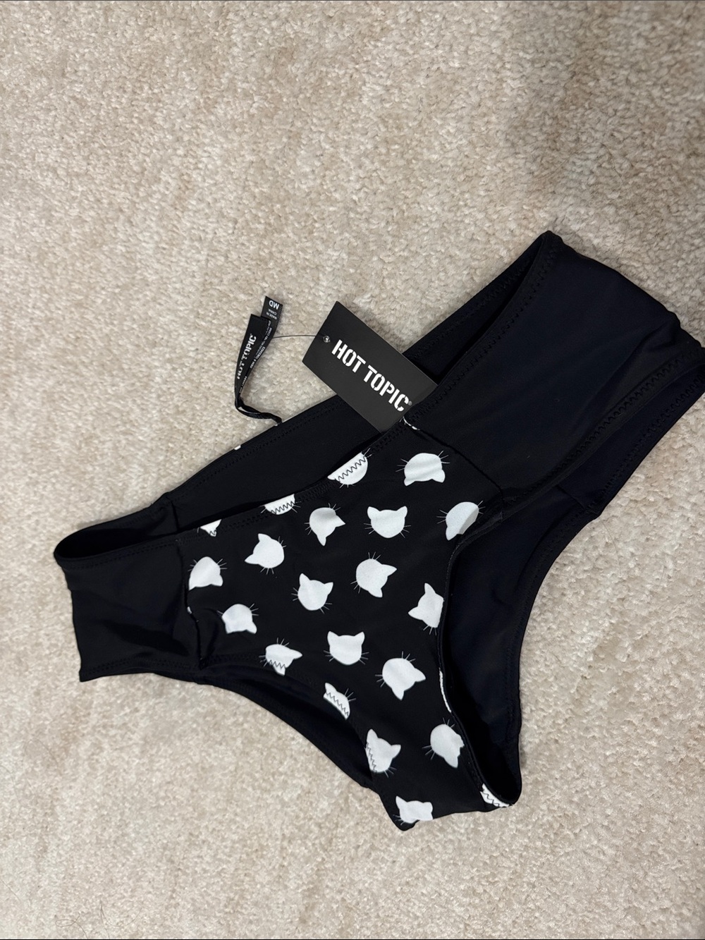 Hot Topic Black Bikini Bottoms with White Cat Heads